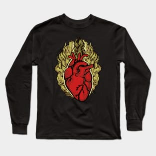 Heart anatomical heart burning heart t-shirt Long Sleeve T-Shirt